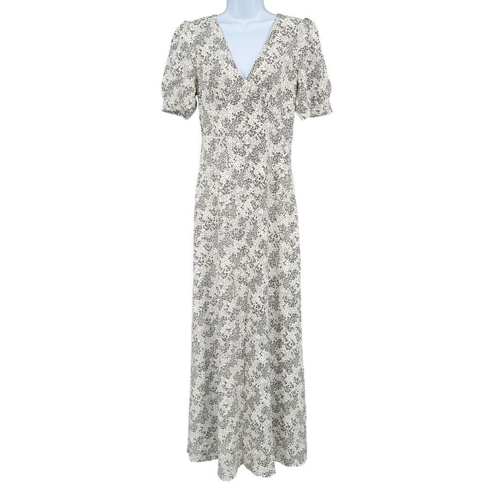 Madewell Puff-Sleeve V-Neck Midi Dress Size 2 In Floral